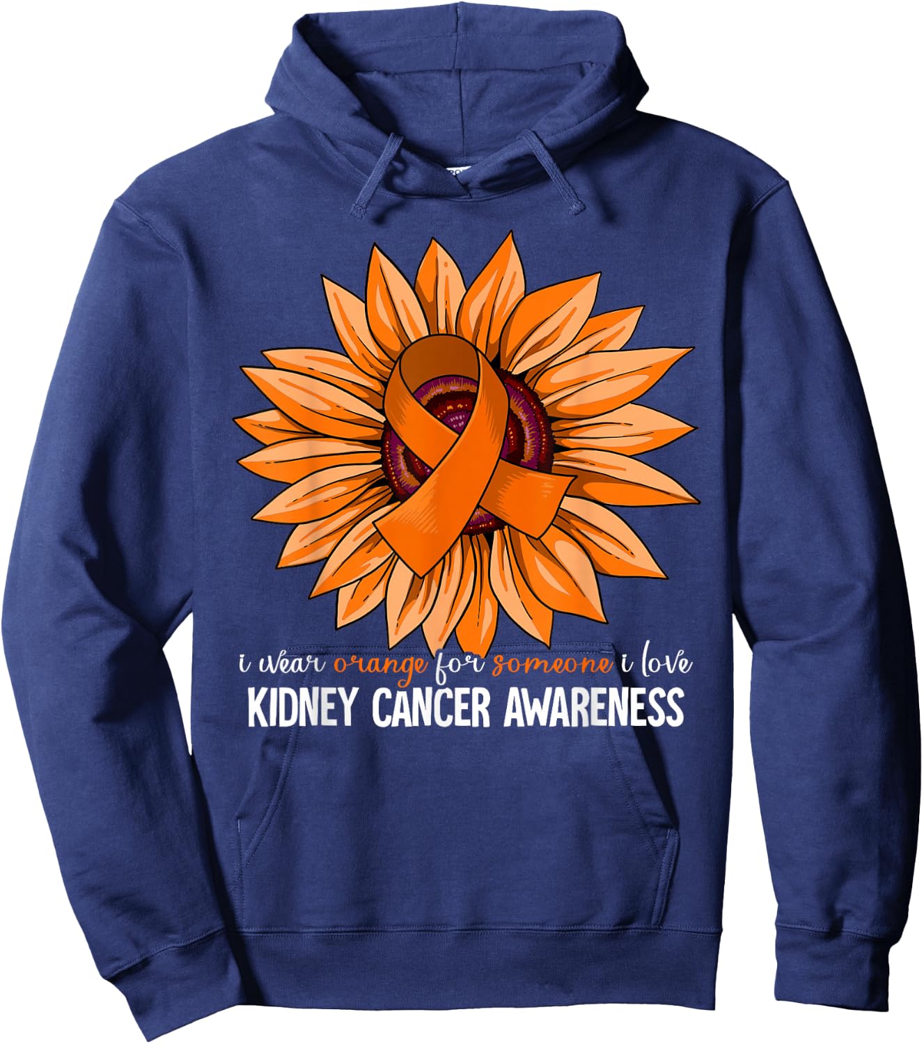 Kidney Cancer Gifts Kidney Cancer Awareness - -Adults, Black, Small, Short Sleeve, Classic Fit Hoodie - Hoodie | Navy