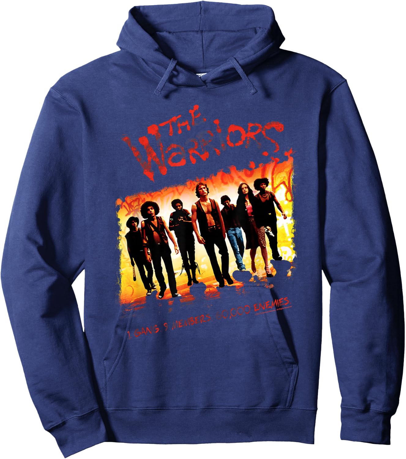 Warriors One Gang - Herren & Damen, Schwarz, S, Kurzarm, Klassische Passform, Streetwear, , mit Rundhalsausschnitt, Baumwolle 60%, Polyester 40% Hoodie - Hoodie | Navy