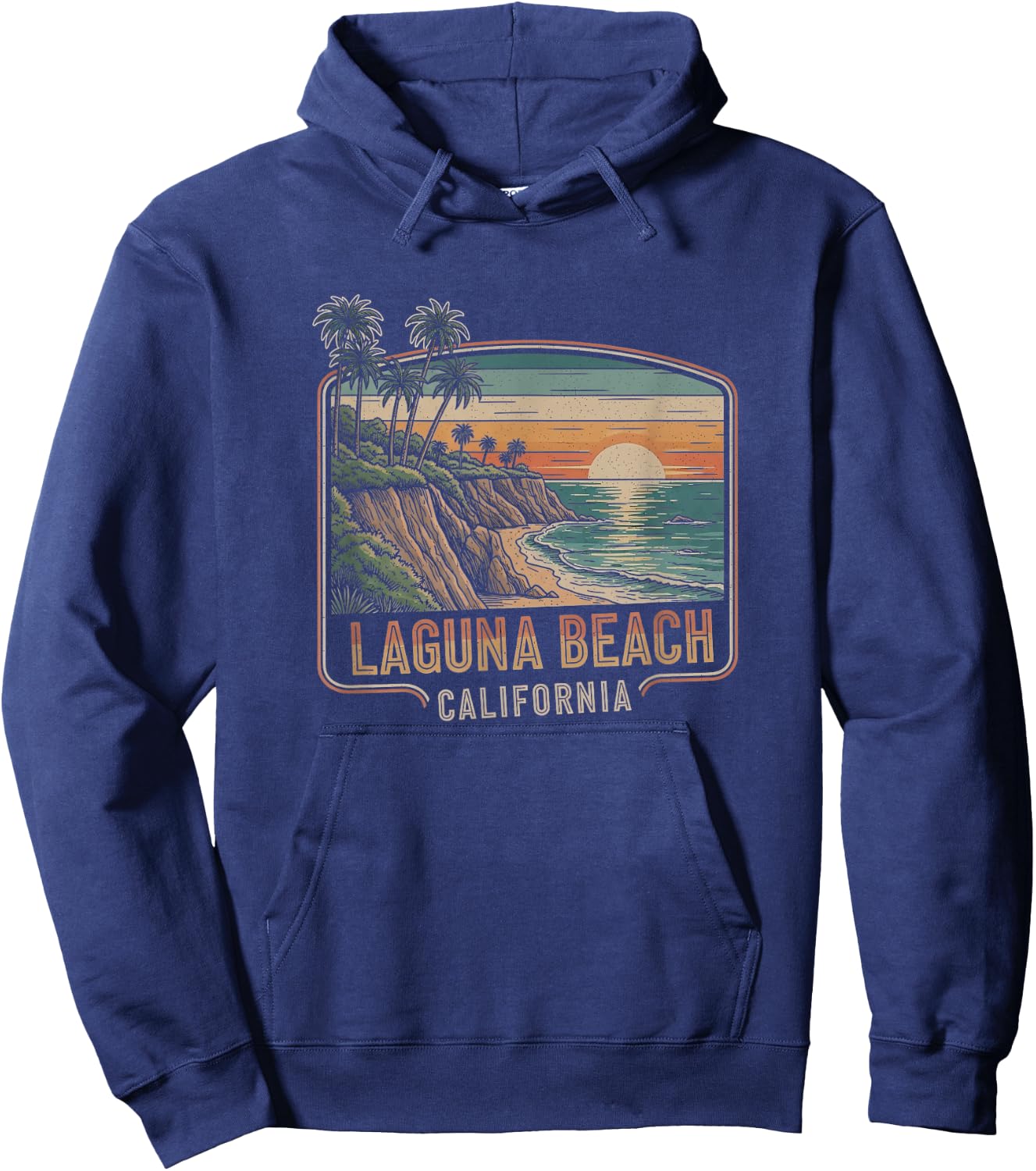 Retro Laguna Beach California Drawing Art Design Hoodie - Hoodie | Navy