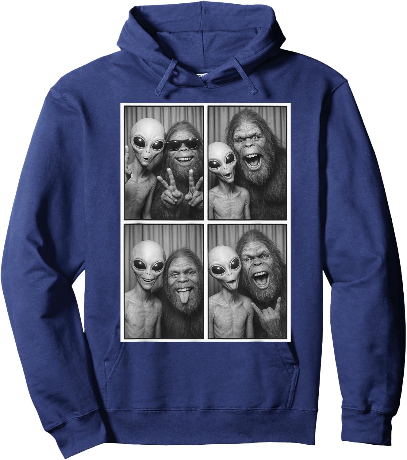 Photobooth, selfie entre Bigfoot et extraterrestre, Sasquatch drôle Hoodie - Hoodie | Navy