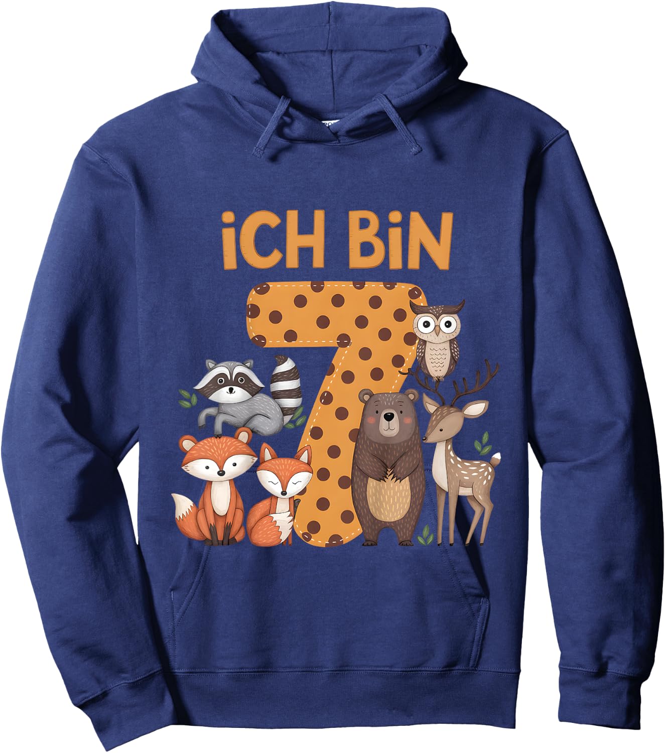 Kinder 7. Geburtstag Waldtiere Wald Tiere Reh Bär Geburtstags Hoodie - Hoodie | Navy