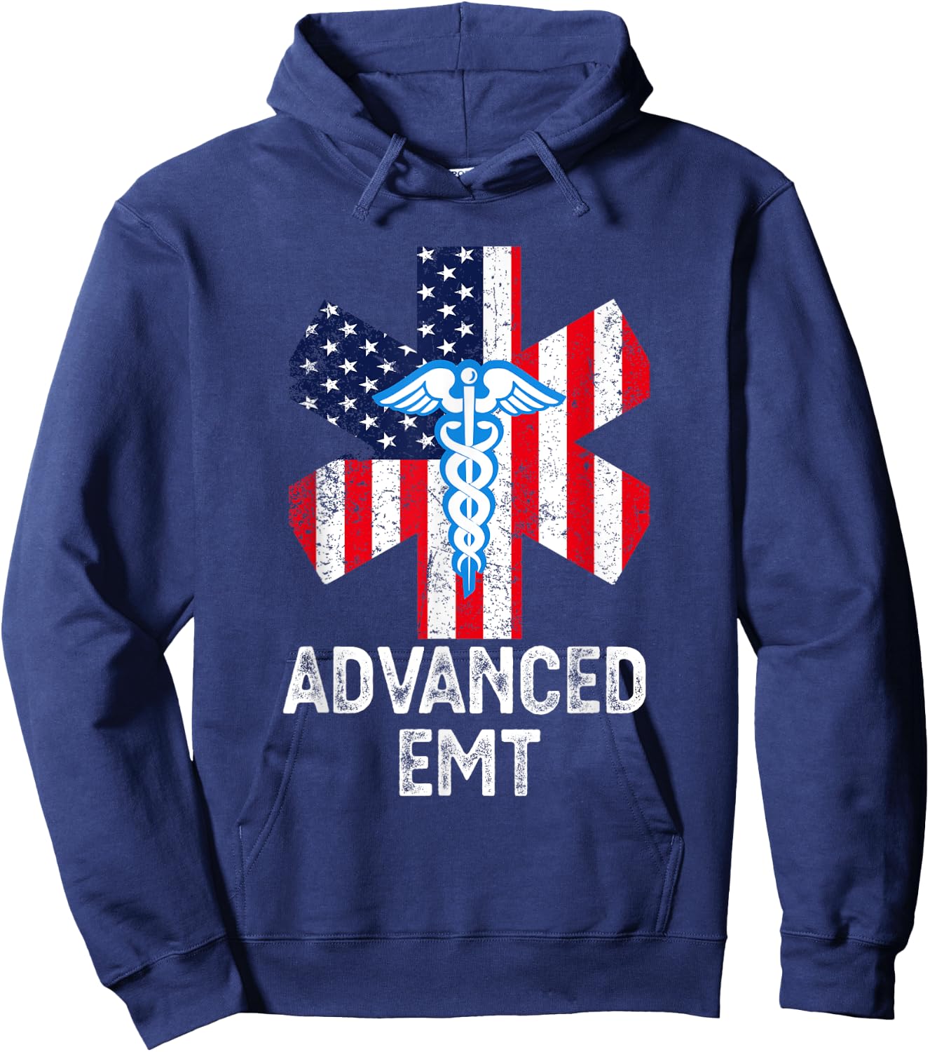 American Flag USA Advanced EMT AEMT Medical Technician Women Men Hoodie - Hoodie | Navy