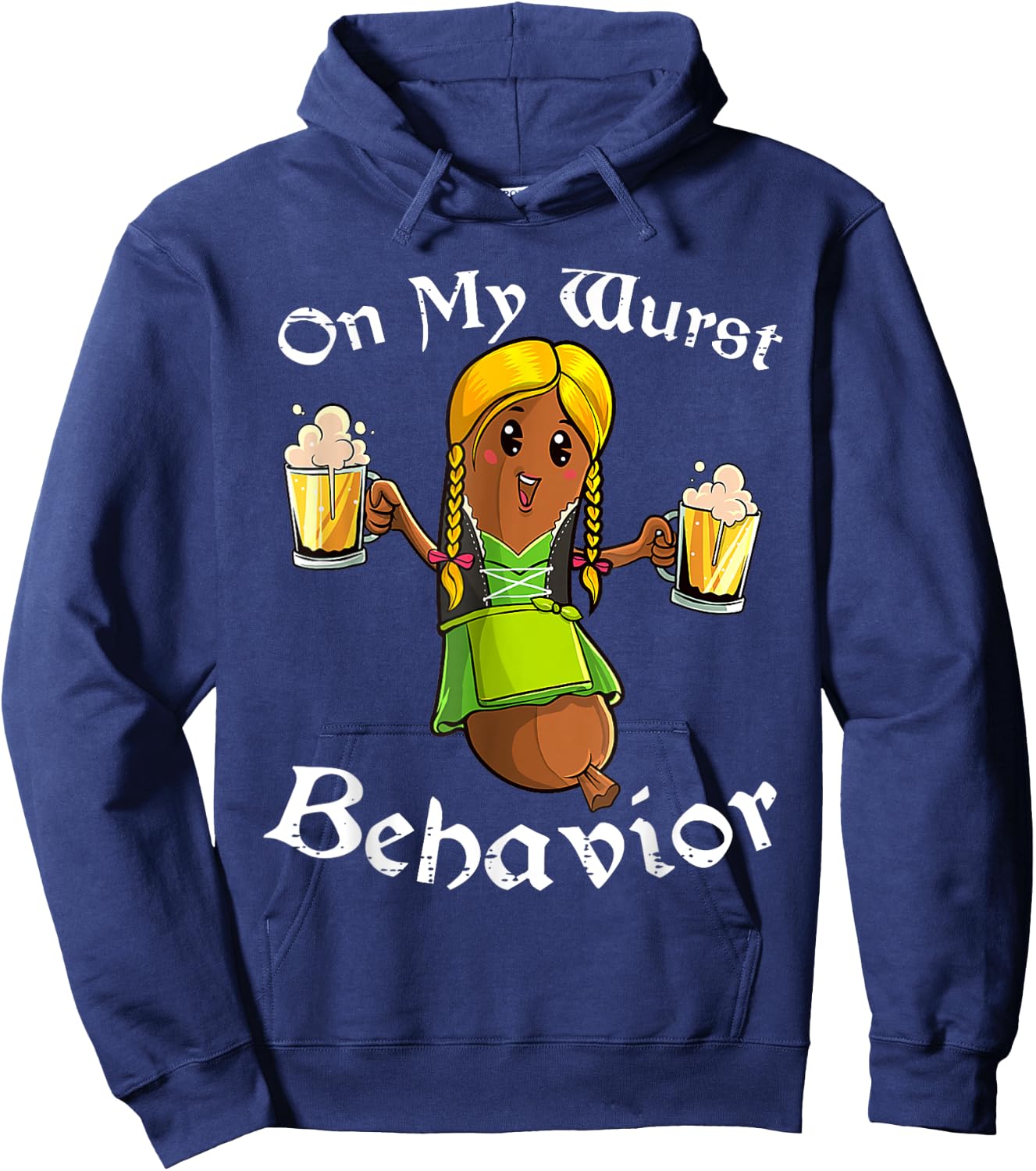 On My Wurst Behavior Shirt Oktoberfest German Funny Hoodie - Hoodie | Navy
