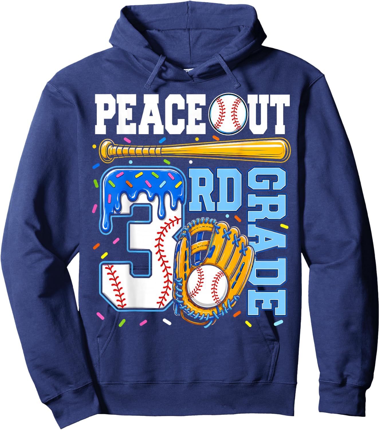 3rd Grade Third Baseball Drip Graduation Last Day of School Hoodie - Hoodie | Navy