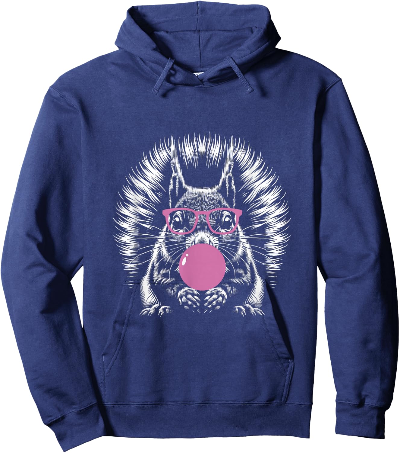 Cute Adorable Squirrel Blowing a Bubblegum Bubble Design Hoodie - Hoodie | Navy