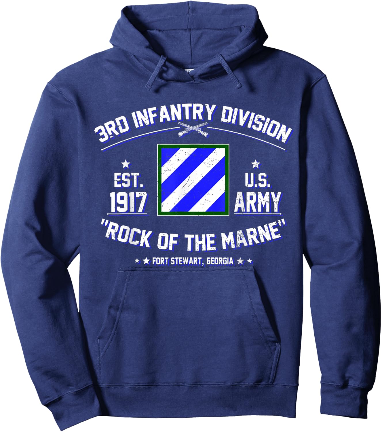 Proud 3rd Infantry Division Rock Of Marne US Veteran Hoodie - Hoodie | Navy