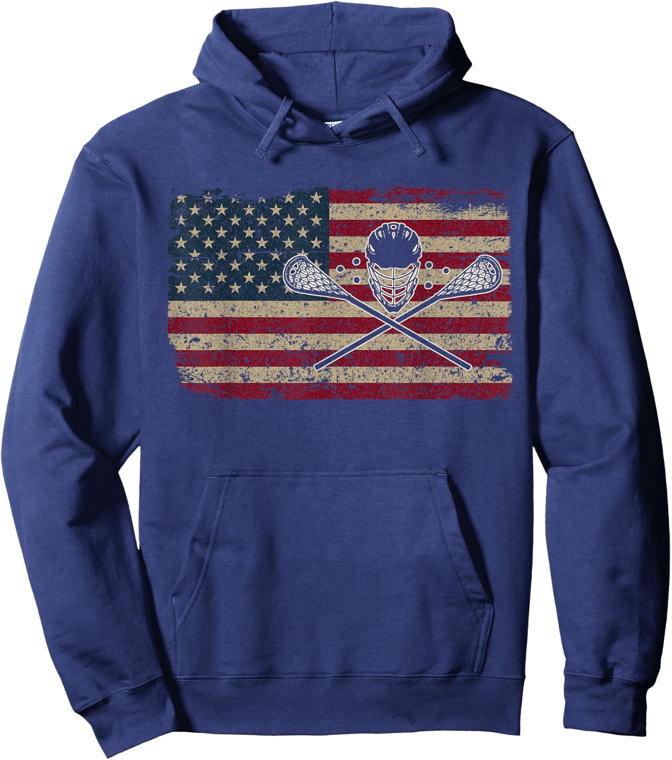 American Flag Lacrosse Gift Proud USA Lax Player Jersey Hoodie - Hoodie | Navy