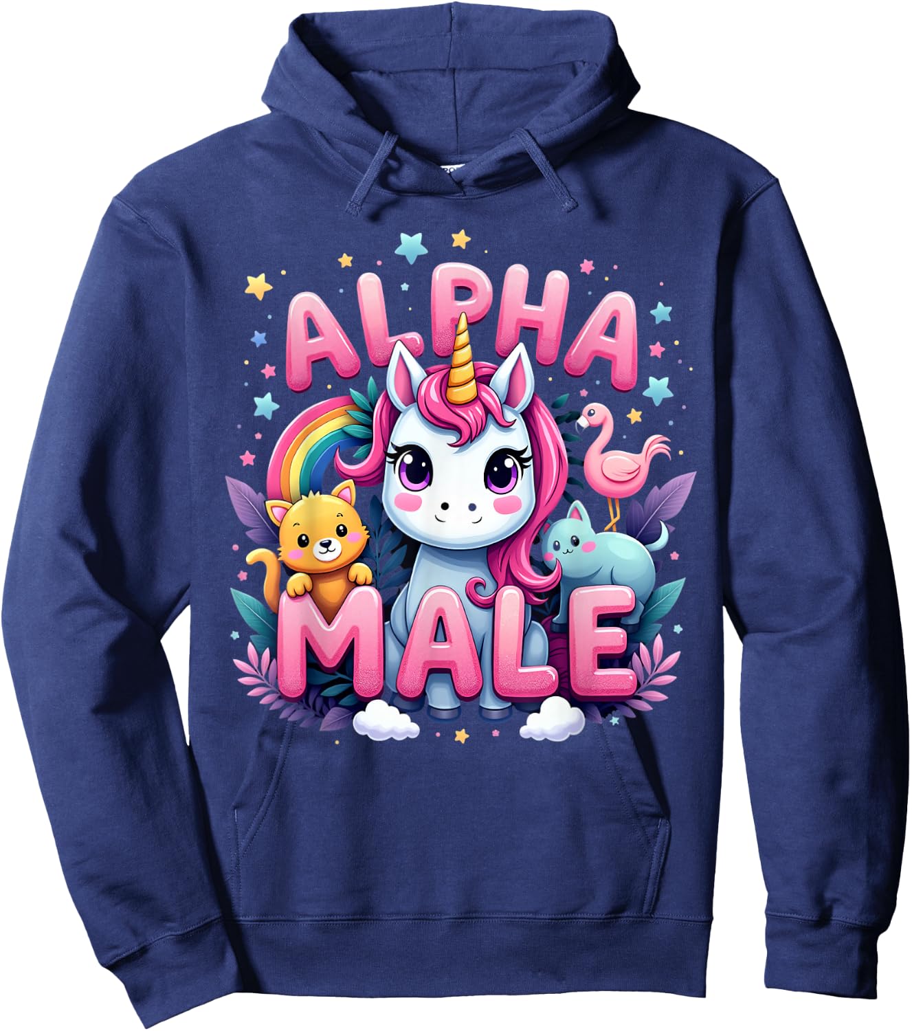 Funny Unicorn Alpha Cute Unicorn Meme Male Men or Women Hoodie - Hoodie | Navy