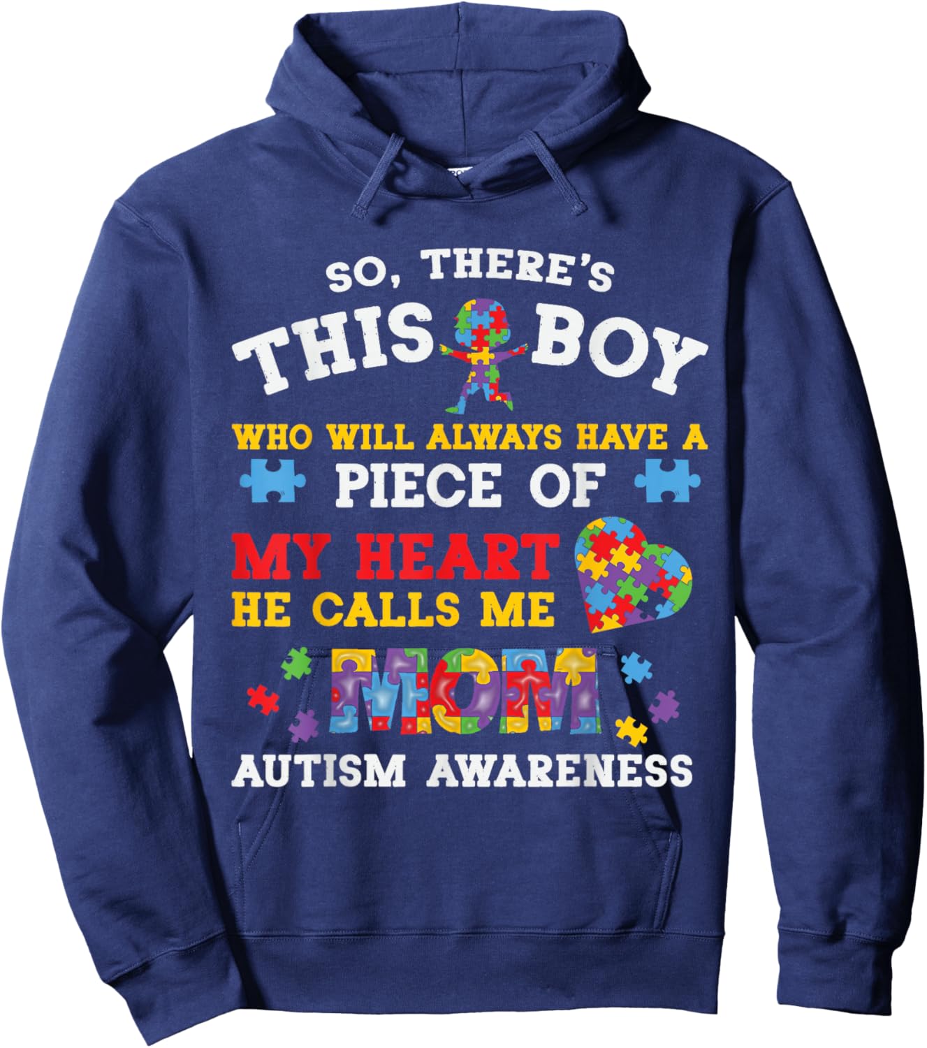 Autism Mom For Son Women Autism Awareness Month Autism Mom Hoodie - Hoodie | Navy