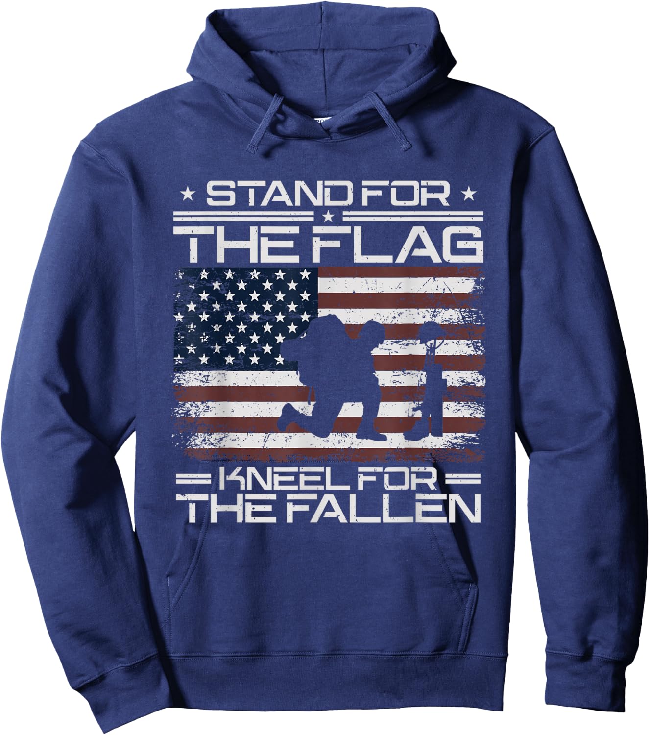 Stand For The Flag Kneel For The Fallen Veteran Patriotic Hoodie - Hoodie | Navy