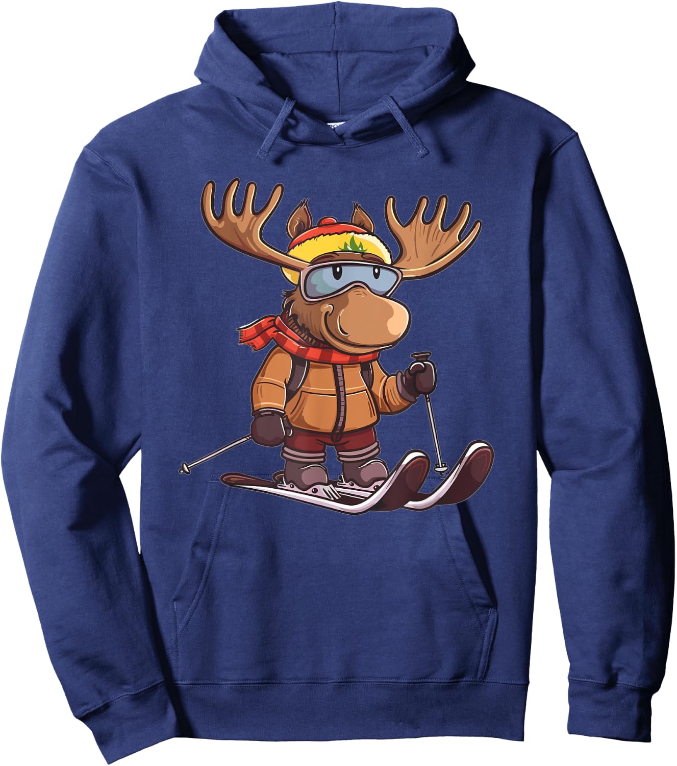Cute Skiing Moose Hoodie - Hoodie | Navy