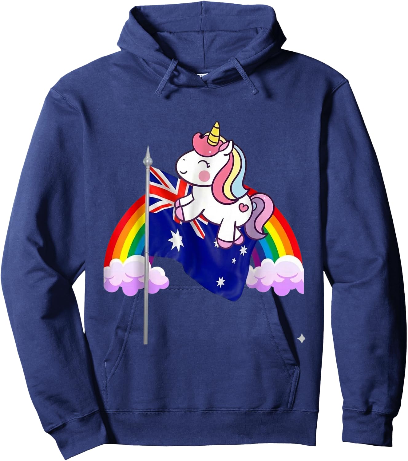 Unicorn Riding Australia Flag Funny Rainbow Australian Hoodie - Hoodie | Navy