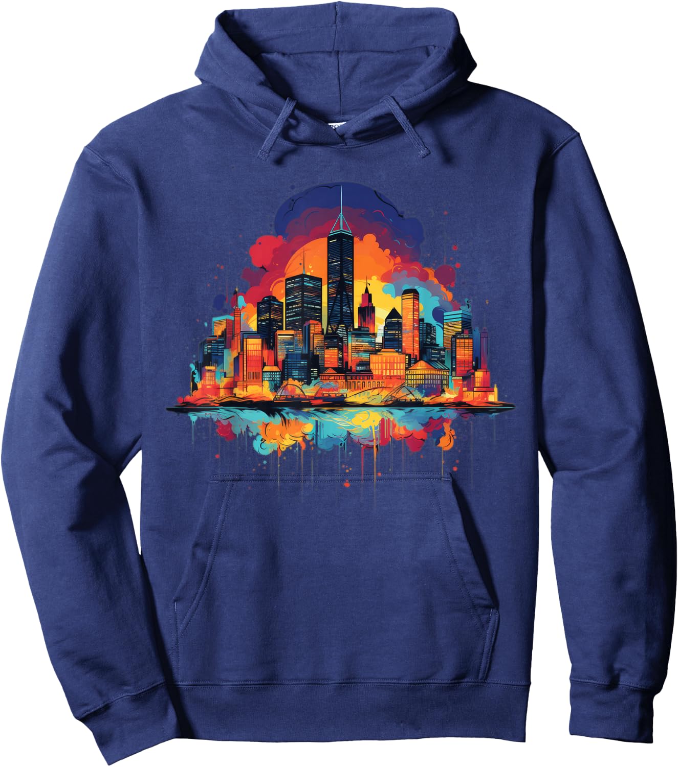 Boston City Skyline Colorful Art Women Hoodie - Hoodie | Navy
