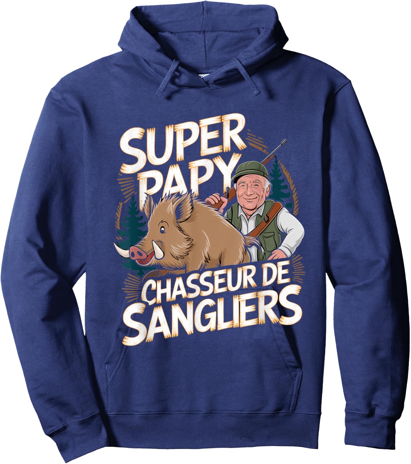 Gift Super Grandpa Boar Hunter Retirement Hunting , Black, S Hoodie - Hoodie | Navy
