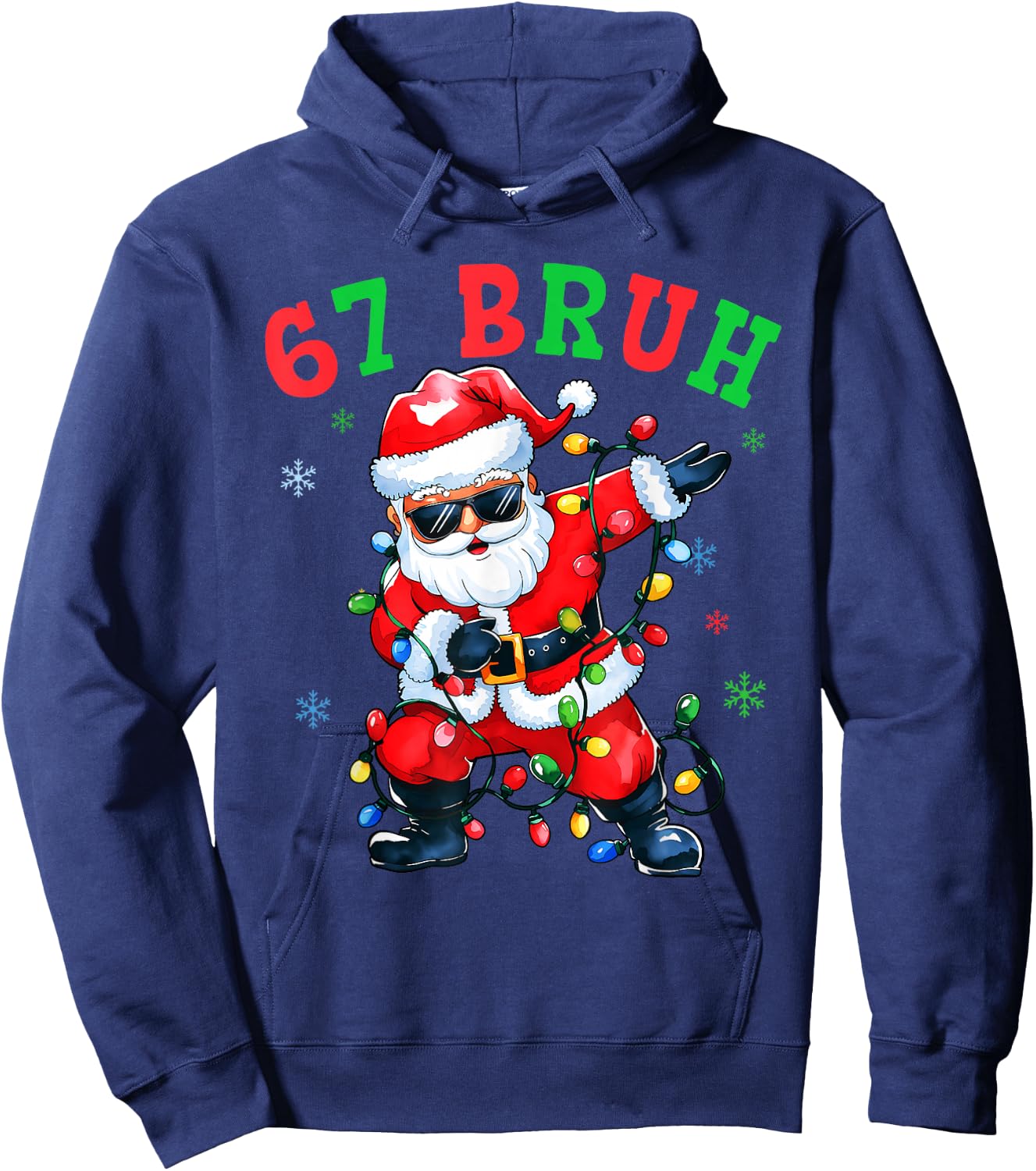 67 Christmas Funny Six Seven Bruh Meme 67 Santa Dabbing Xmas Hoodie - Hoodie | Navy