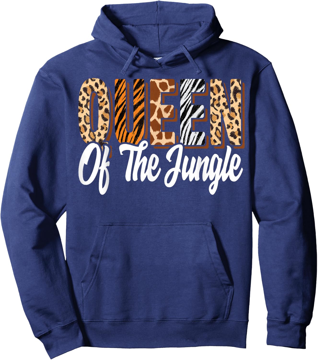 Queen of the Jungle Zoo Birthday Safari Jungle Animal , black Hoodie - Hoodie | Navy