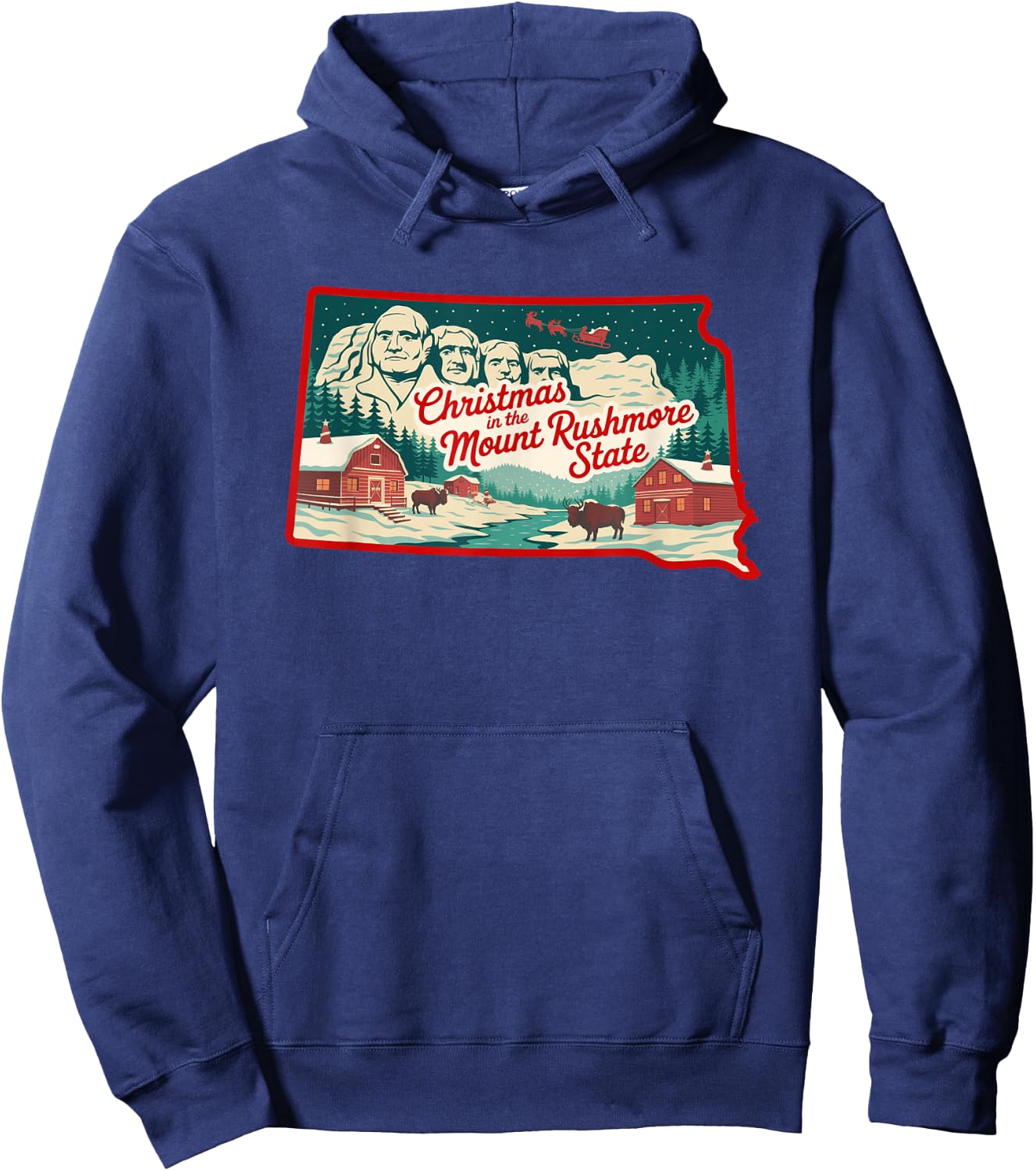 Christmas in The Mount Rushmore State South Dakota Hoodie - Hoodie | Navy