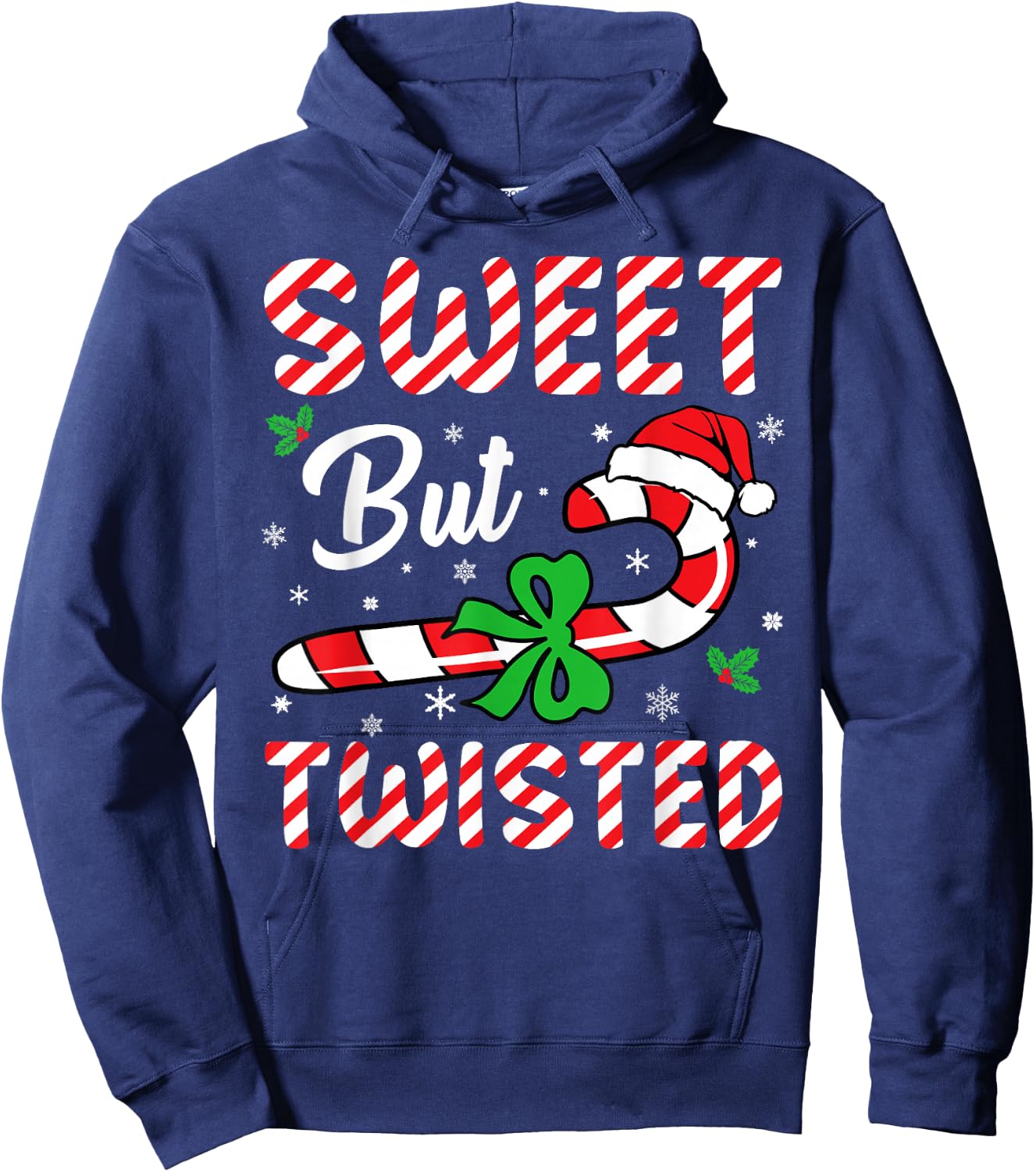 Sweet But Twisted Funny Christmas Candy Cane Boys Girls Kids Hoodie - Hoodie | Navy