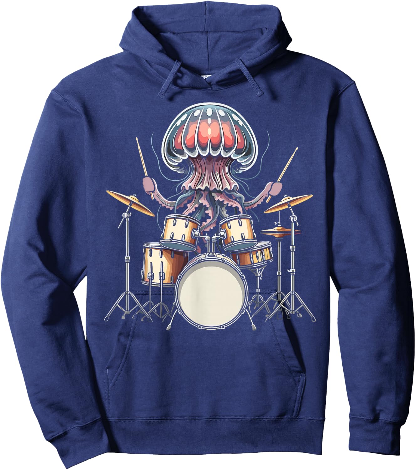 Jellyfish playing drums drummer jelly fish Hoodie - Hoodie | Navy