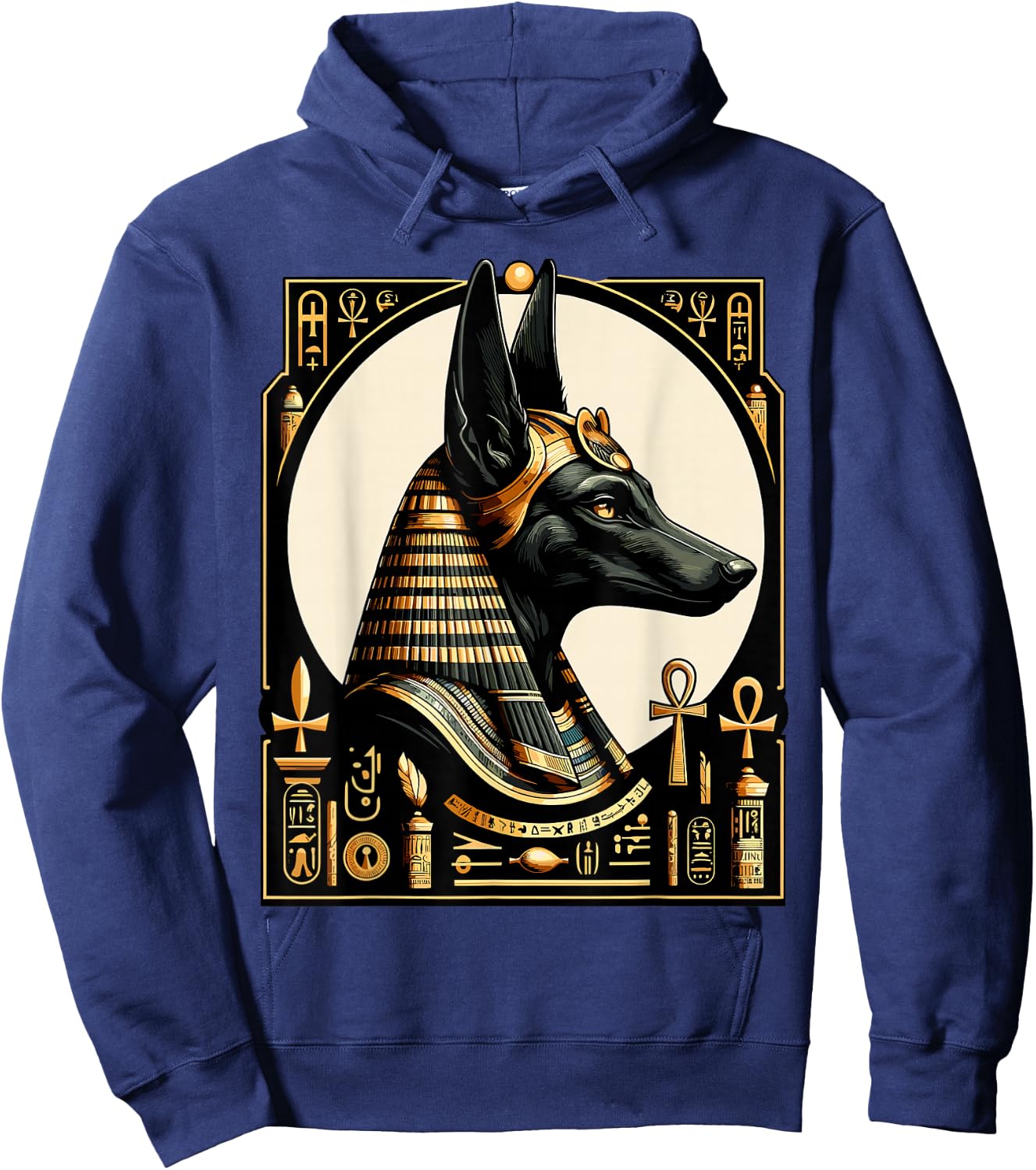 Streetwear 80s 90s Egypt Retro Egyptian God Anubis , black Hoodie - Hoodie | Navy