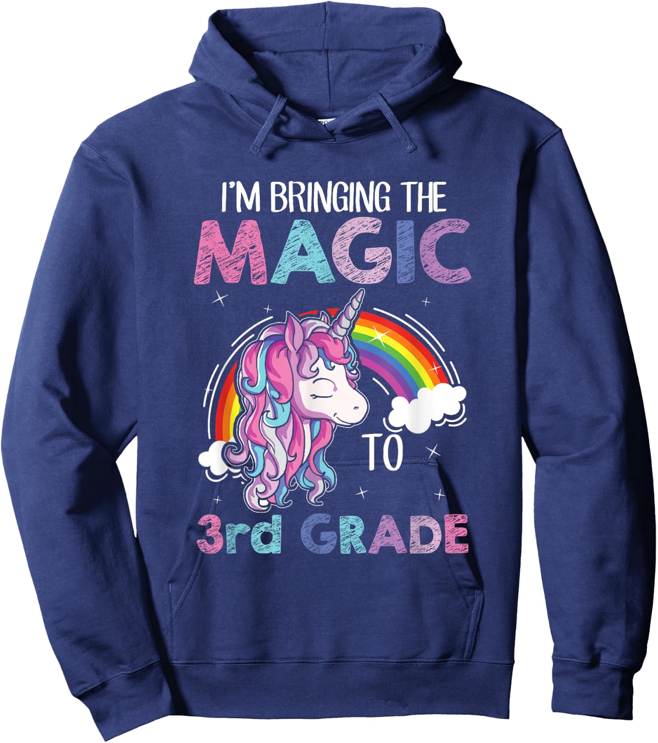 Unicorn 3rd Grade Girls Back to School Shirt Teacher Outfit Hoodie - Hoodie | Navy