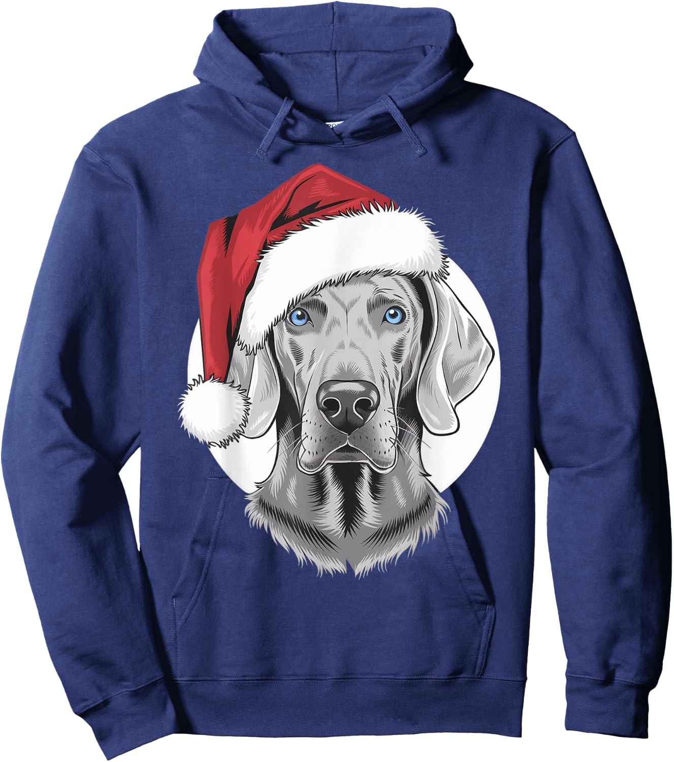 Joyful Weim Santa Dog on Weimaraner Christmas Hoodie - Hoodie | Navy