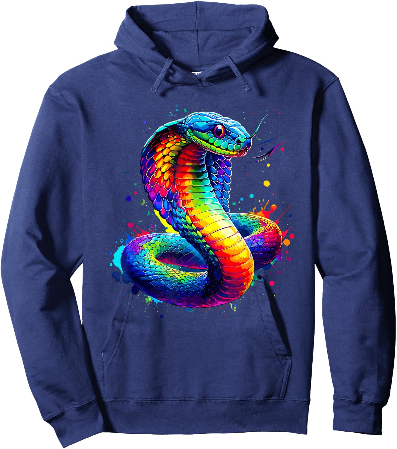 Colourful Splash Art Cobra Lovers Cobra Snake , black Hoodie - Hoodie | Navy