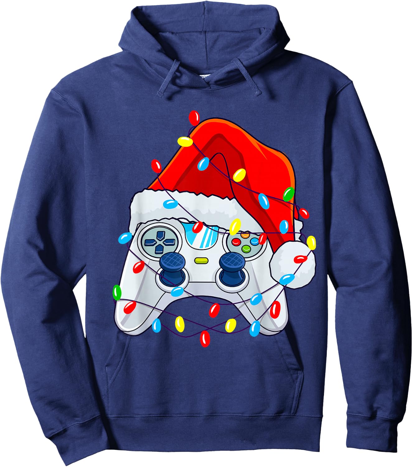 Video Game Controller Christmas Santa Hat Gamer Boys Hoodie - Hoodie | Navy