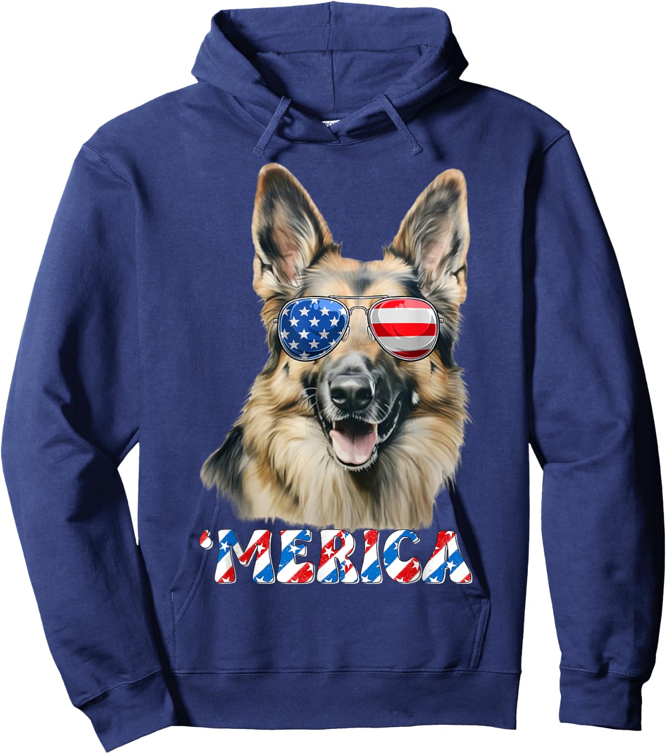 German Shepherd Dog Merica US Flag 4Th Of July Patriotic Hoodie - Hoodie | Navy