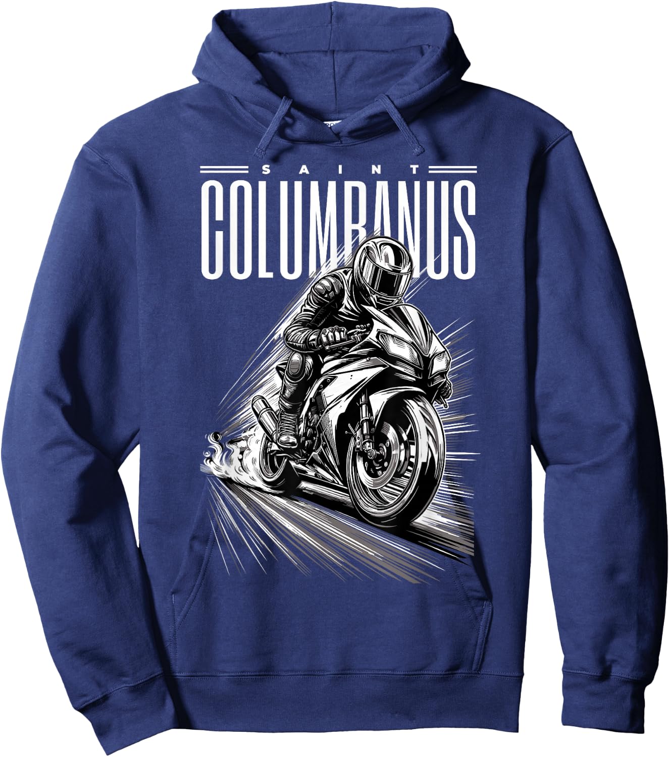 Saint Columban Patron of Motorcyclists Motorcycles , Black, S Hoodie - Hoodie | Navy