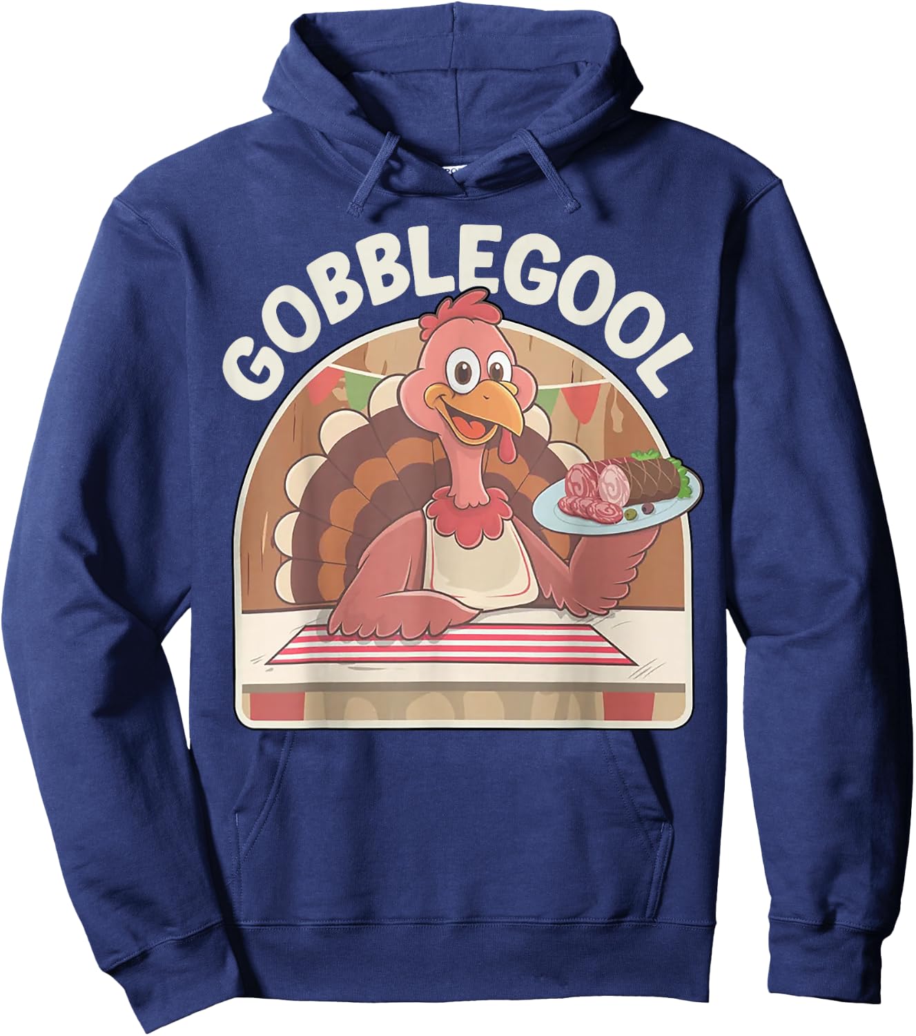Adults Thanksgiving - Black, Small, Short Sleeve Hoodie - Hoodie | Navy