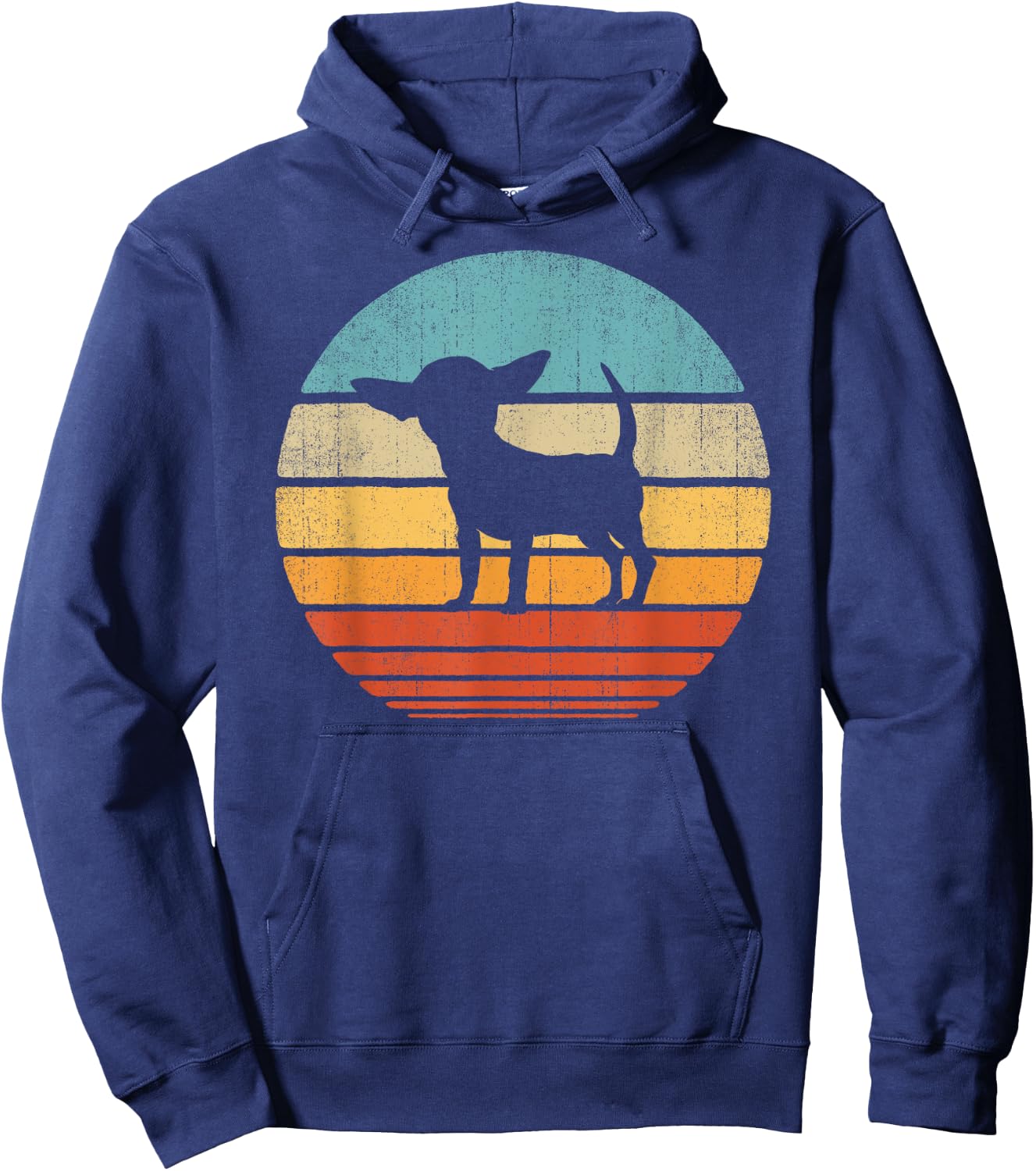 Chihuahua Retro Vintage 60s 70s Sunset Dog Lovers Men Women Hoodie - Hoodie | Navy