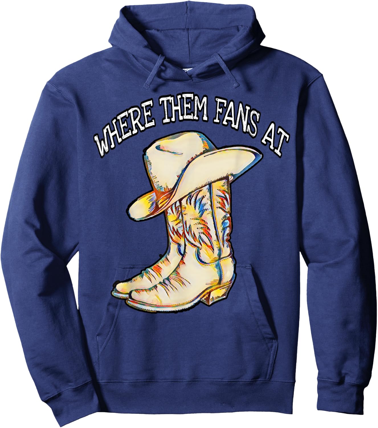 Popular Line Dance Song with Cowboy Hat & Boots Popping Fans Hoodie - Hoodie | Navy