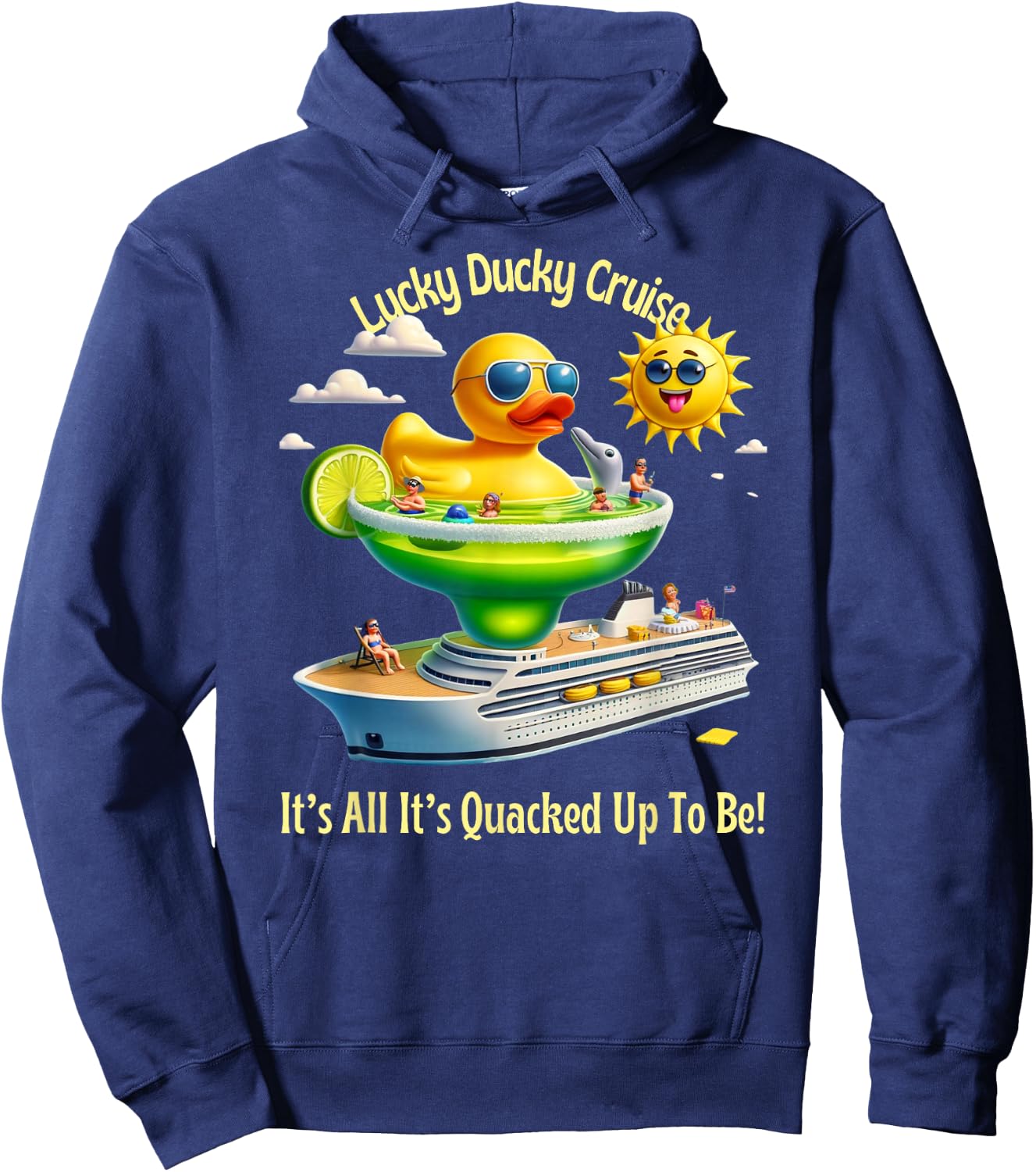 Lucky Ducky Margarita Cruise Funny Cruise Hoodie - Hoodie | Navy