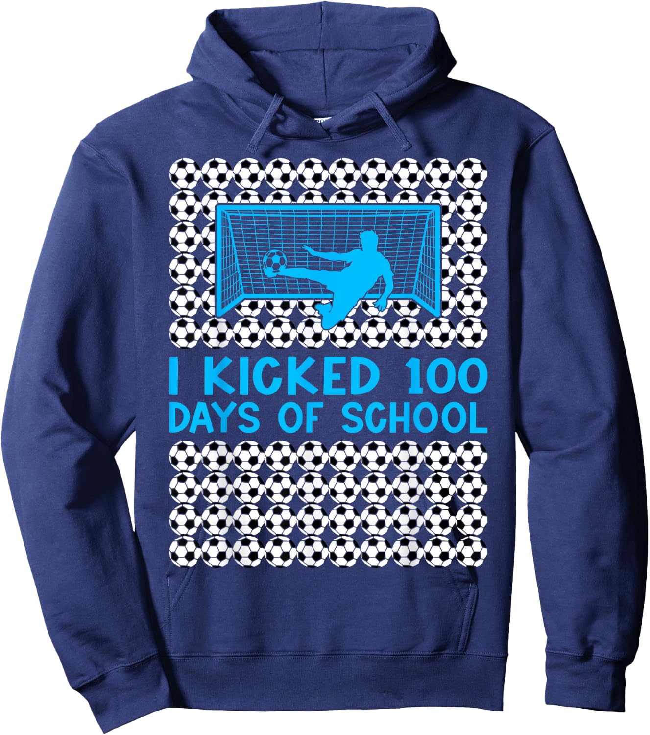100 Days Of School Soccer 100th Day Of School For Boys Kids Hoodie - Hoodie | Navy