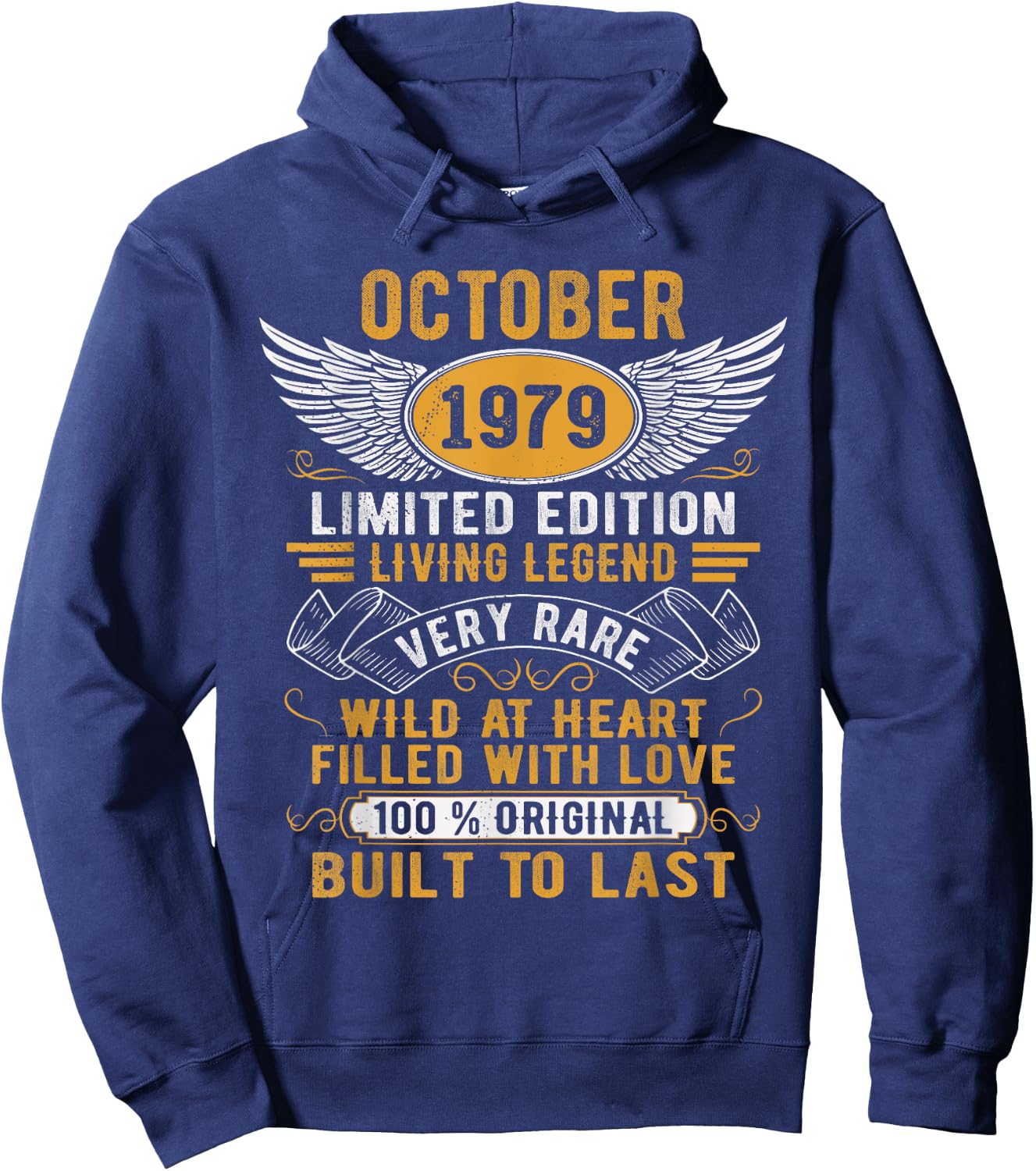 Legend Born In October 1979 Vintage Birthday Hoodie - Hoodie | Navy