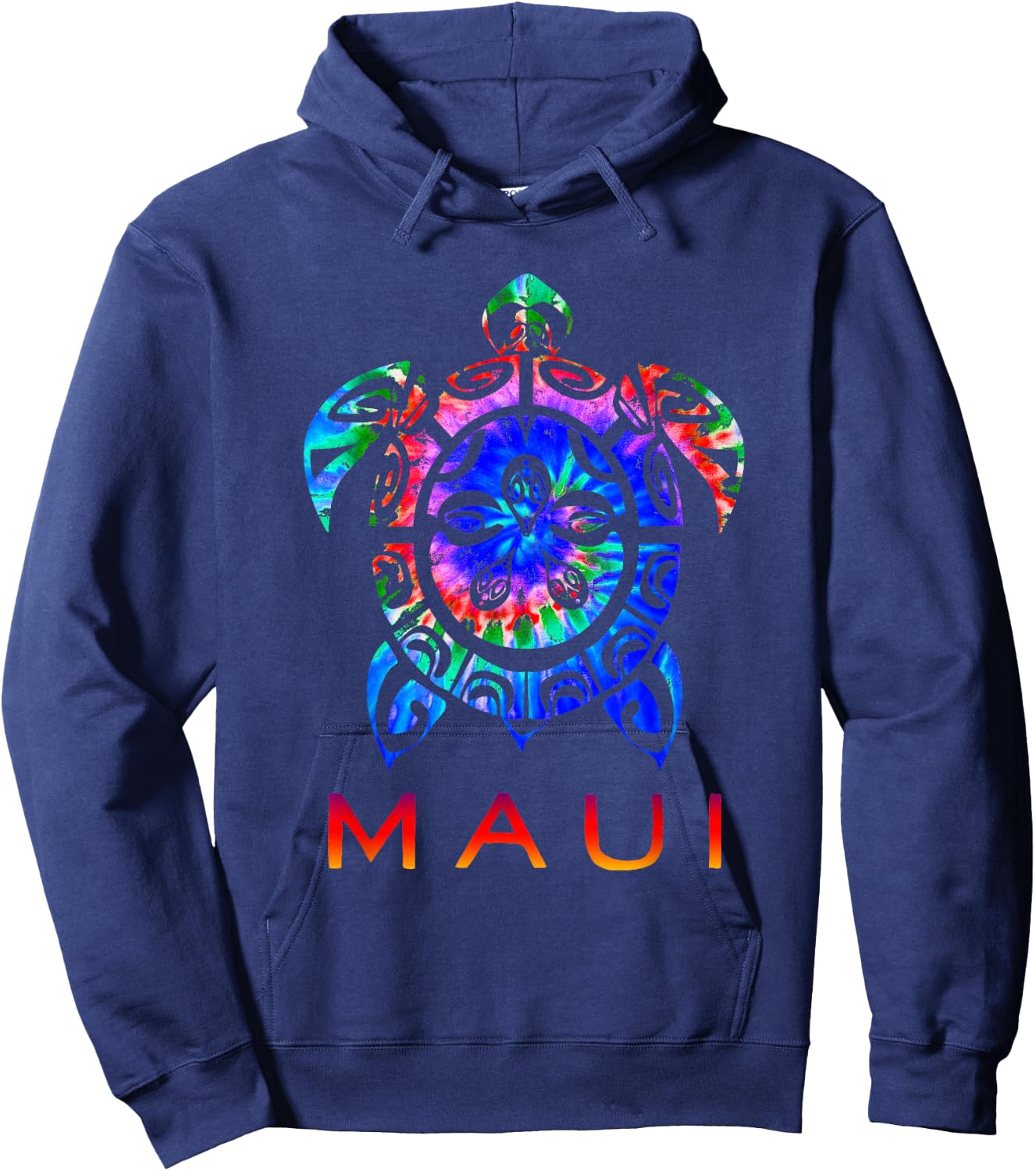 Maui: Hawaii Sea Vivid Turtle, Hawaiian Hoodie - Hoodie | Navy