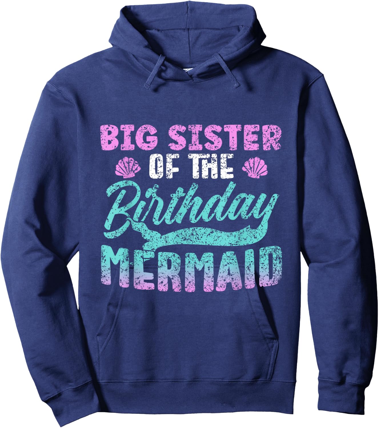 Big Sister Of The Birthday Mermaid Party Cute Girl Hoodie - Hoodie | Navy