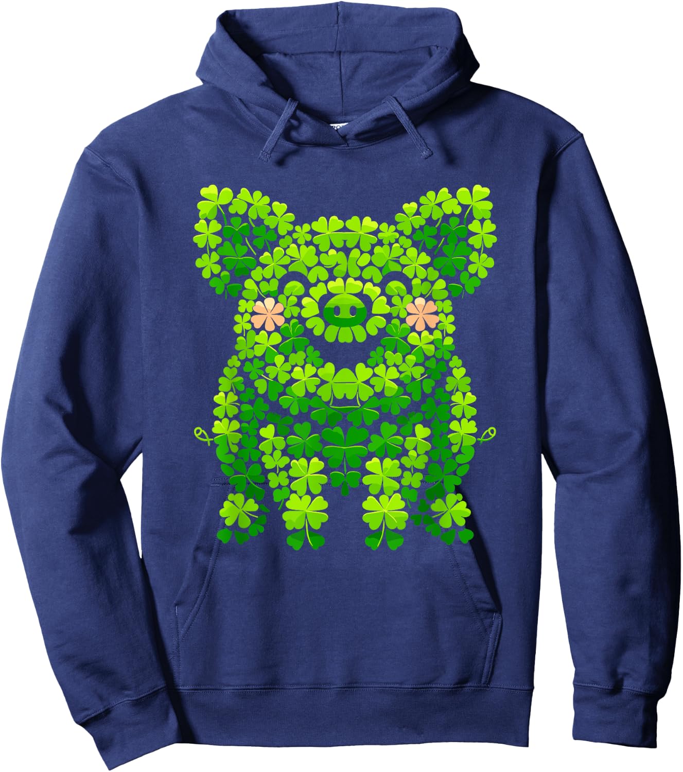 Pig Shamrocks Kids St Patricks Day Pig Hoodie - Hoodie | Navy