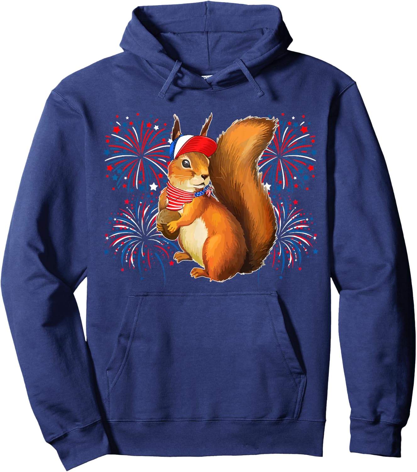 Squirrel 4th Of July American Flag Fireworks Costume Animal Hoodie - Hoodie | Navy