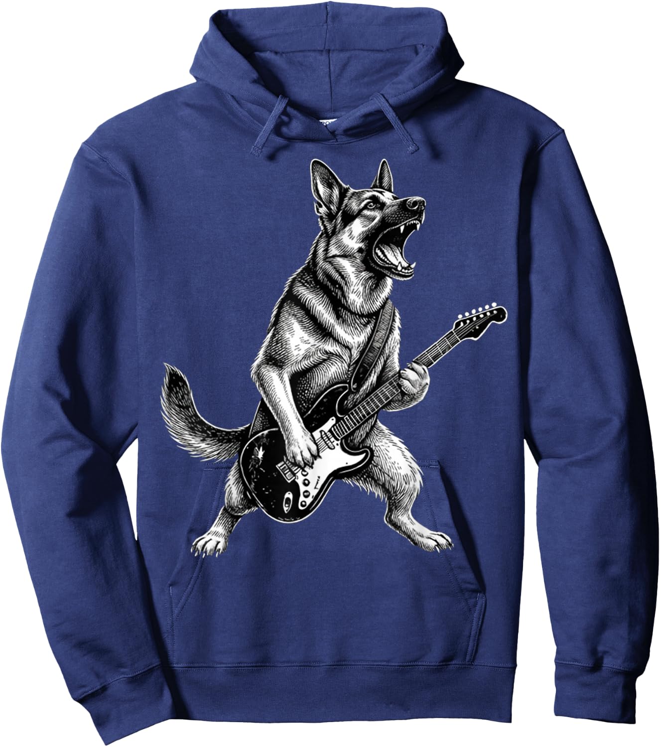 Funny German Shepherd Dog Playing Guitar Hoodie - Hoodie | Navy