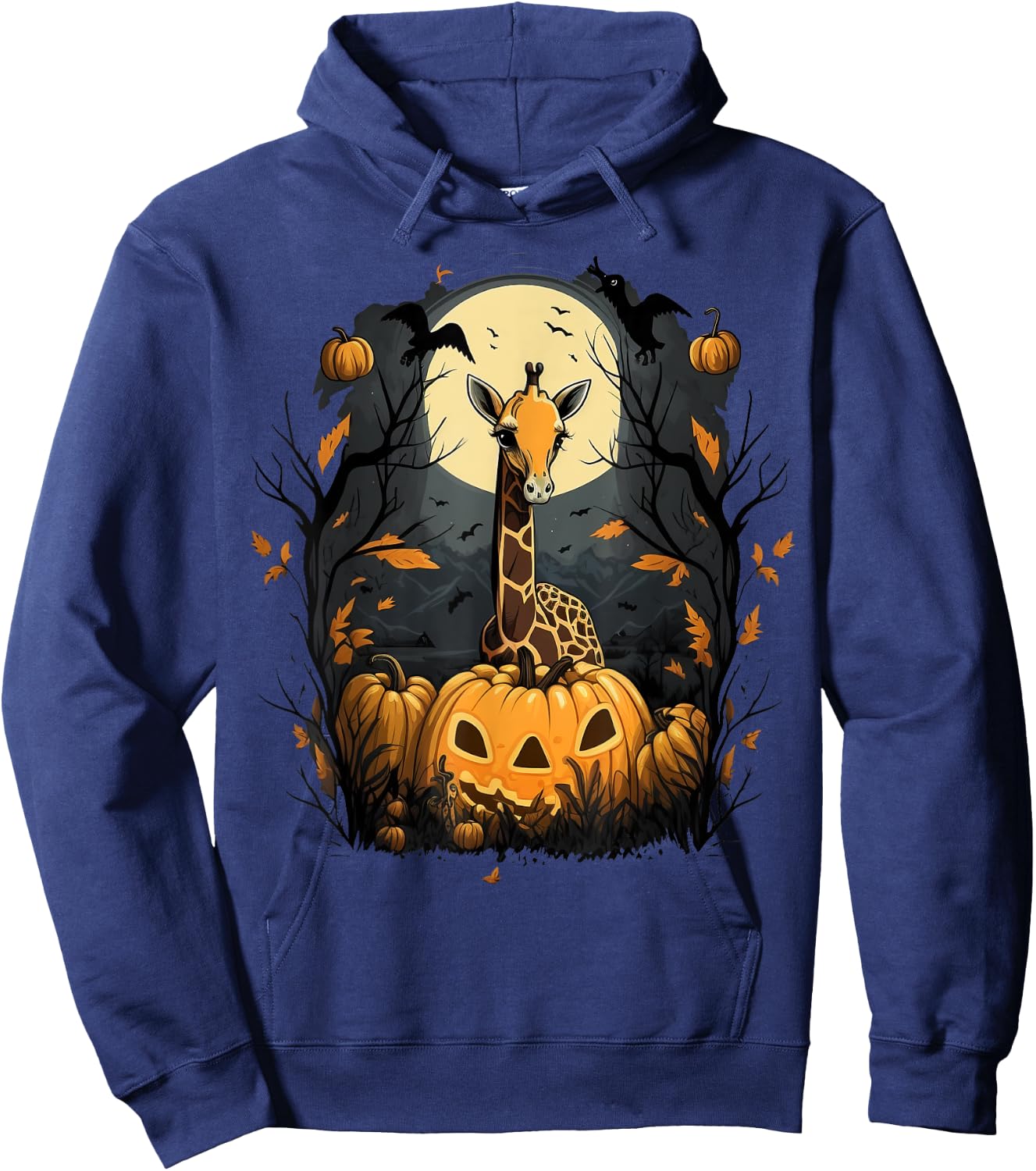 Pumpkin Giraffe Costume on Giraffe Halloween Hoodie - Hoodie | Navy