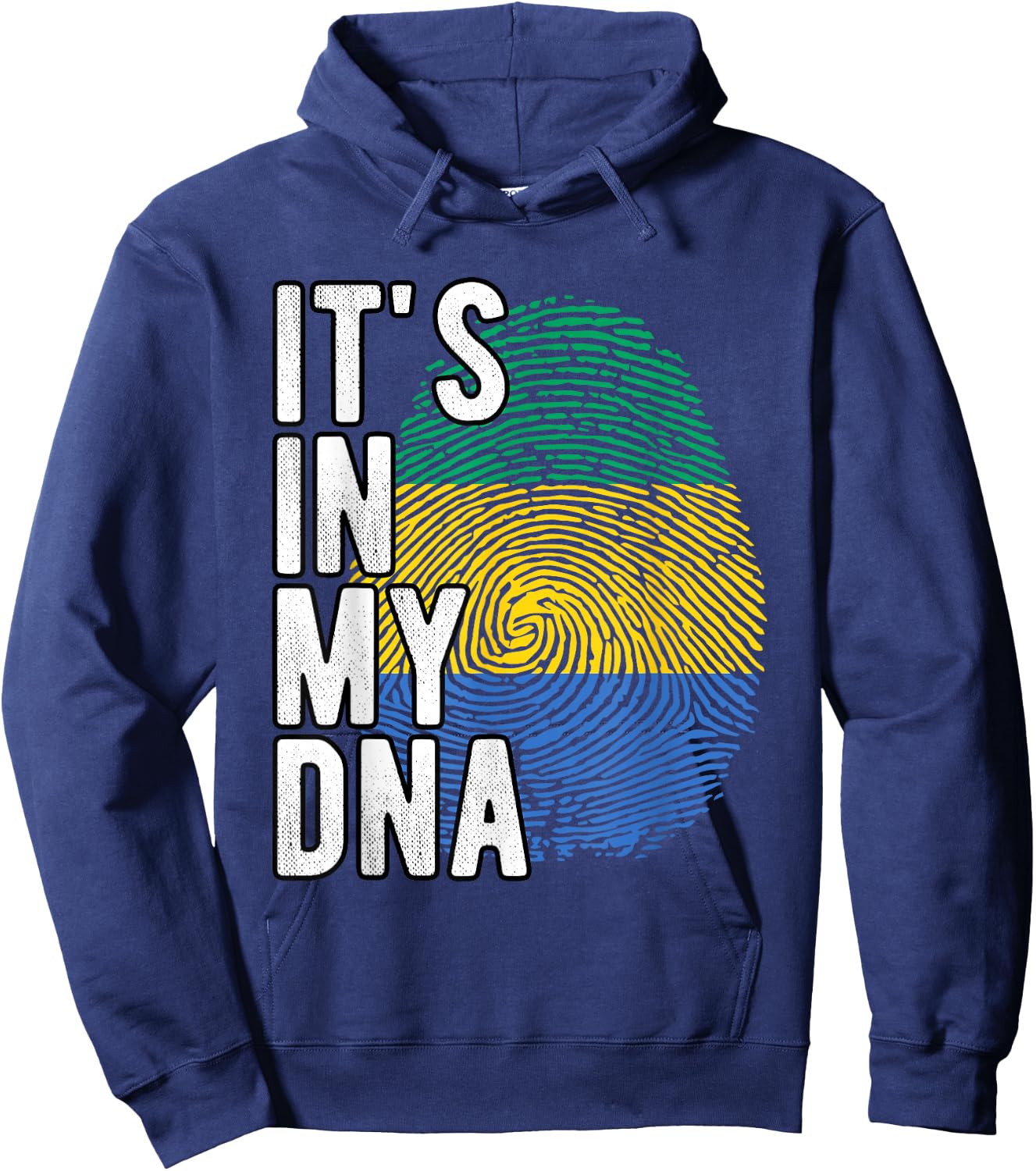 Funny it's in my DNA Gabon flag Fingerprint Hoodie - Hoodie | Navy