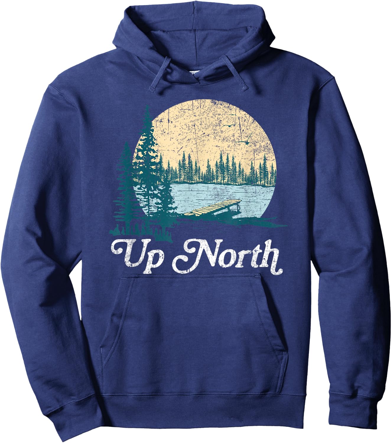 GLL Women's Retro Nature , Grey, Small, Short Sleeve, Classic Fit, Cotton 90% Polyester 10% Hoodie - Hoodie | Navy