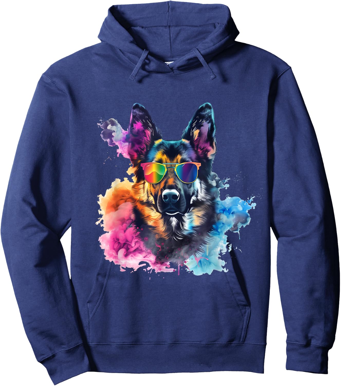 Vibrant German Shepherd Coolness Hoodie - Hoodie | Navy