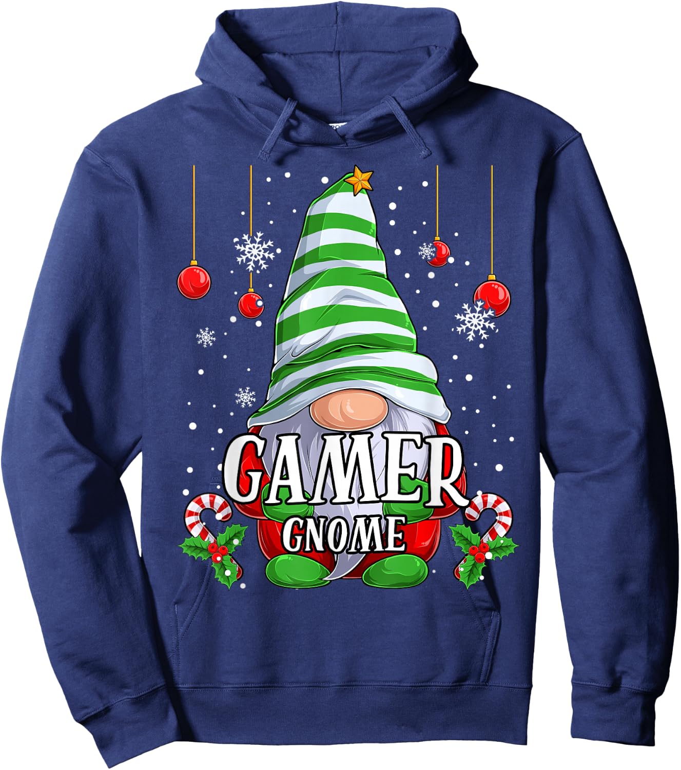 Gamer Gnome christmas pajamas matching family group Hoodie - Hoodie | Navy