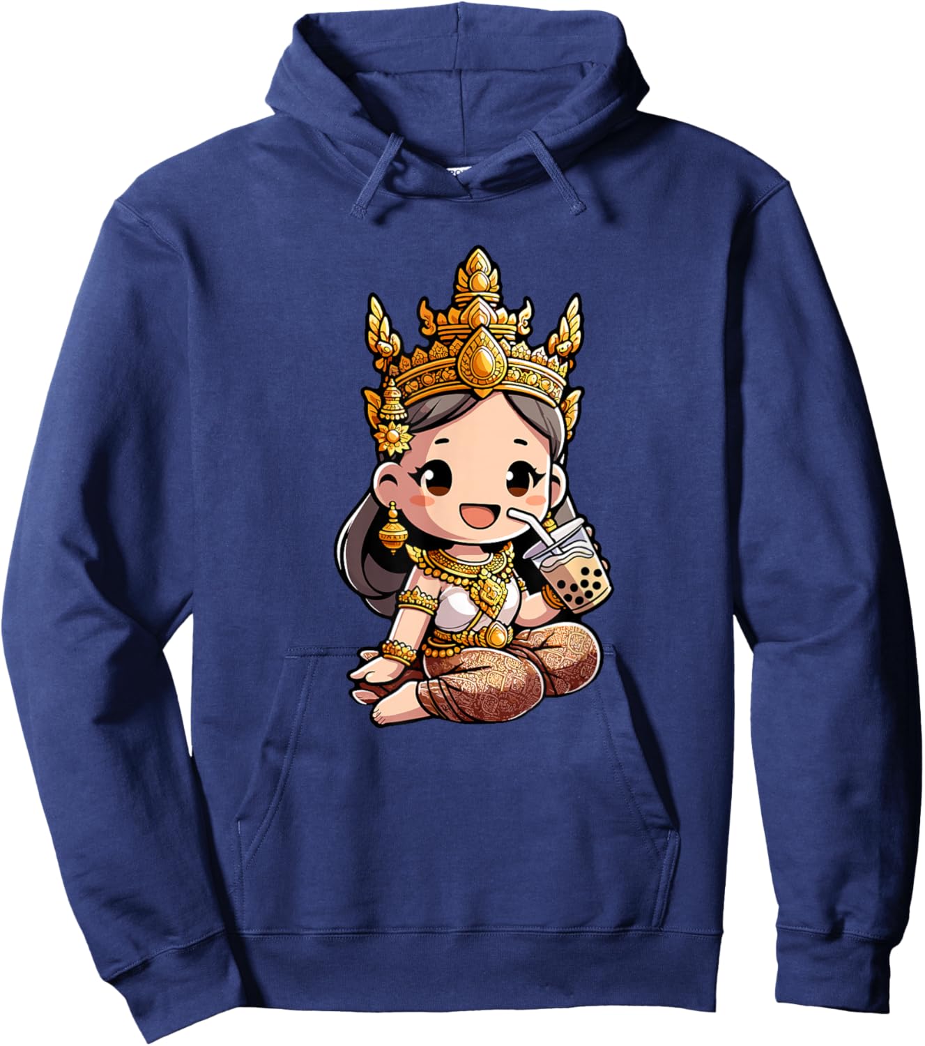 Cute Khmer Apsara Boba Lover Design Hoodie - Hoodie | Navy