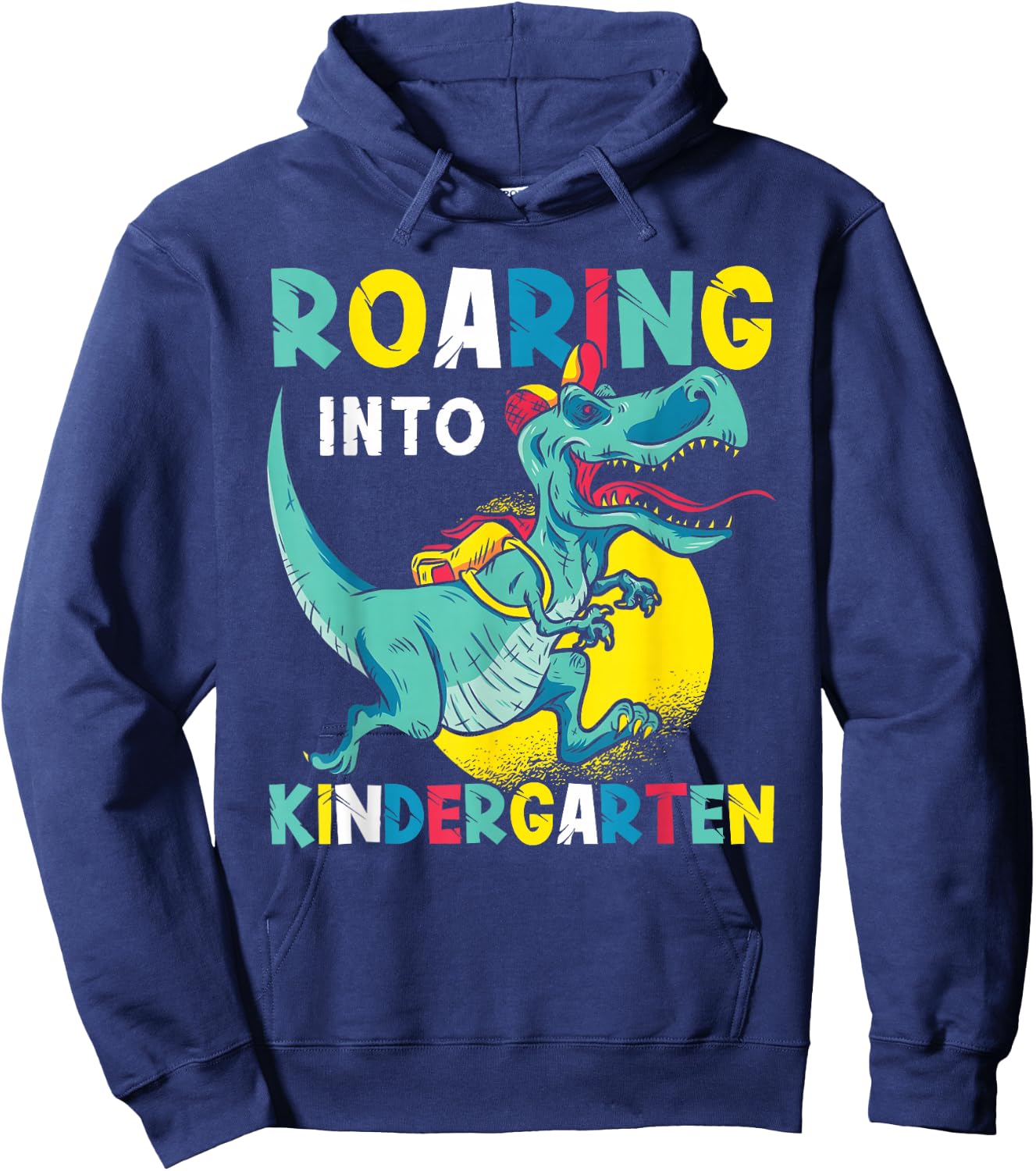 Roaring Into Kindergarten Dinosaur TRex Back To School Kids Hoodie - Hoodie | Navy