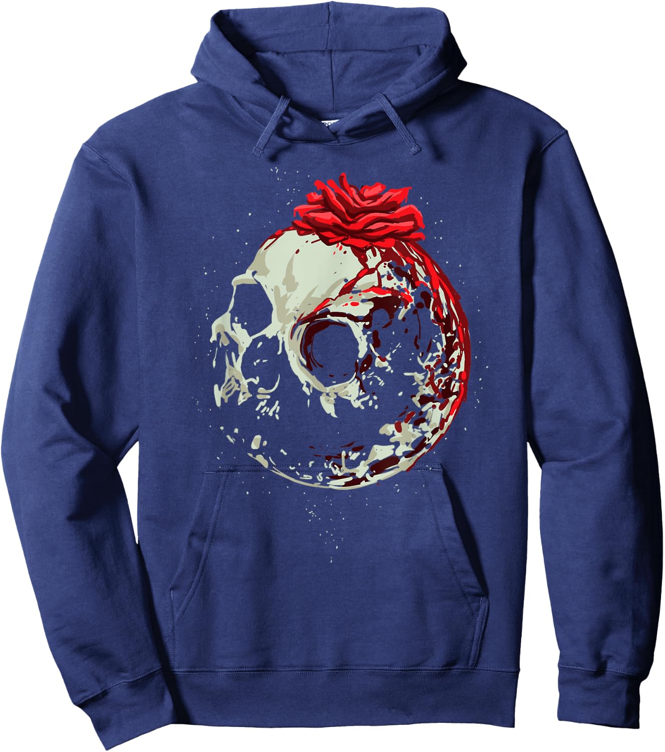 Moon, Rose & Skull shirt Great Gothic Occult Satanic Design Hoodie - Hoodie | Navy