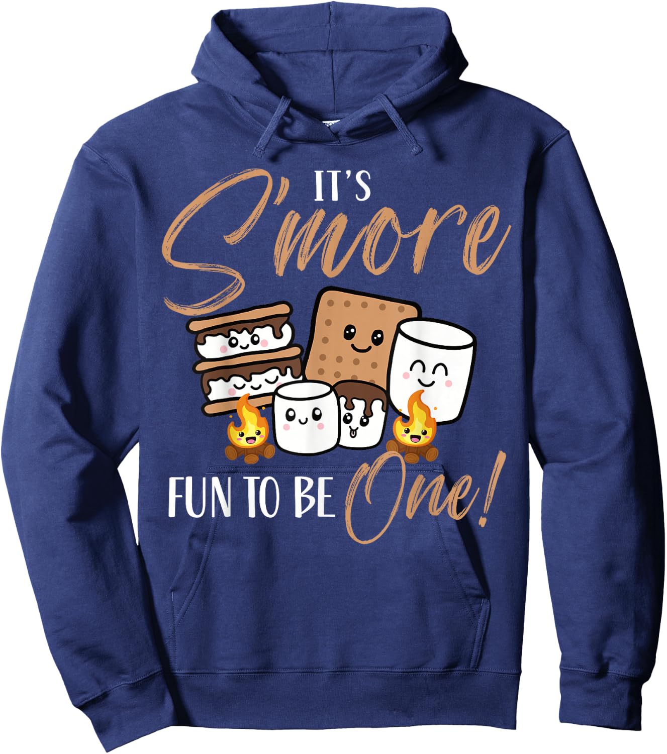 Birthday Campfire Marshmallow It's S'More Fun to Be One 1st Hoodie - Hoodie | Navy